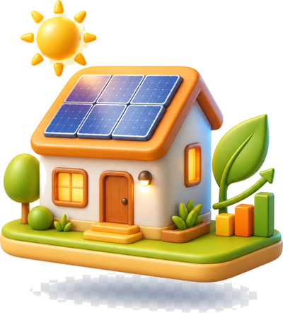 Maison avec panneaux solaires pour pré-étude photovoltaïque