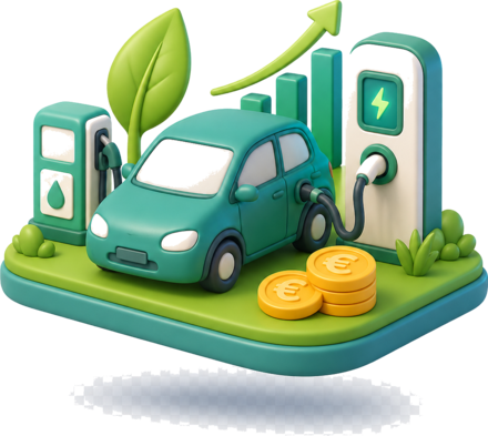 Voiture électrique branchée comparée à une pompe à carburant
